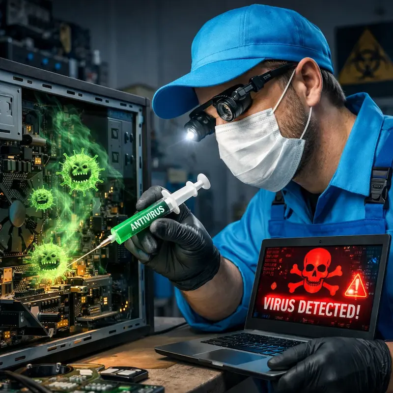 Лечение компьютера от вирусов в Видном на дому